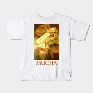 Muse by Alphonse Mucha Kids T-Shirt